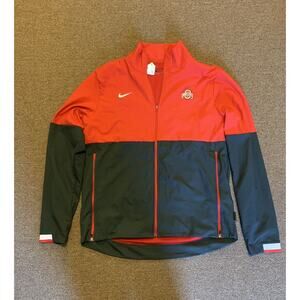 Nike Dri-Fit Ohio State Buckeyes Men's Full-Zip Red Collared Sweatshirt Size M